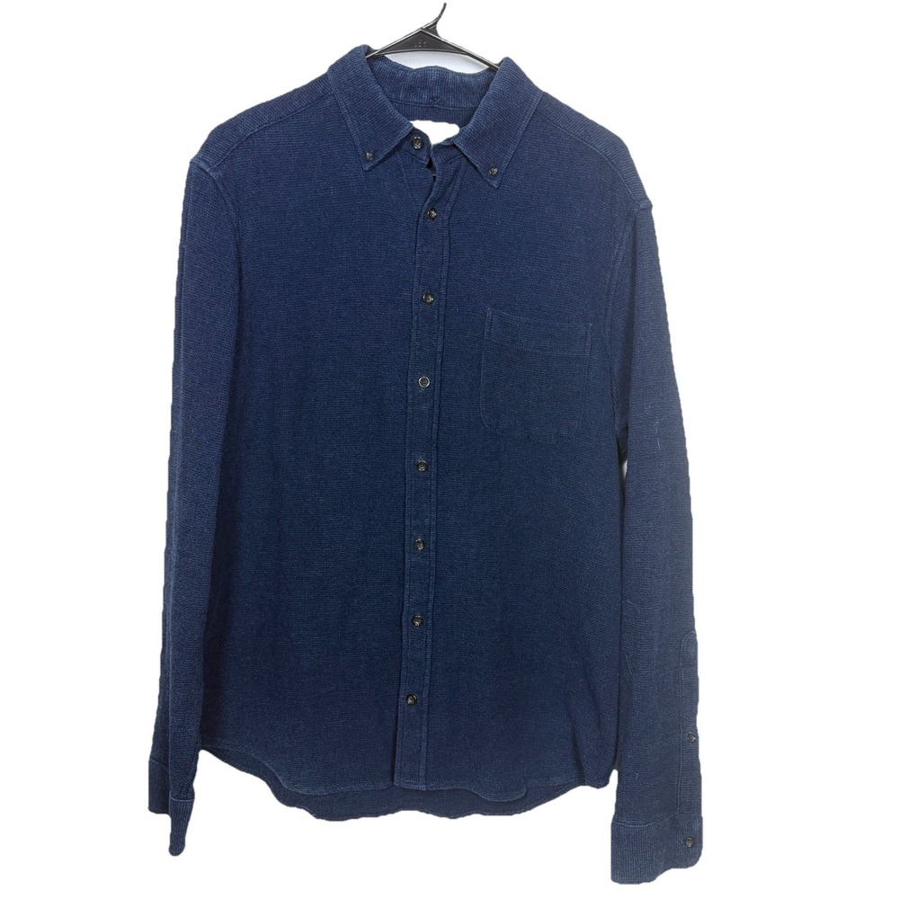 Taylor Stitch The Jack Shirt Mens 42/L Indigo Waffle Knit Button Down Workwear